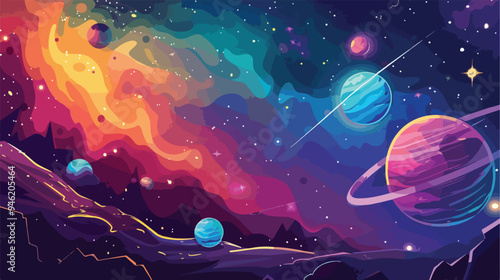 Space Galaxy Background Flat Vector Isolated on White