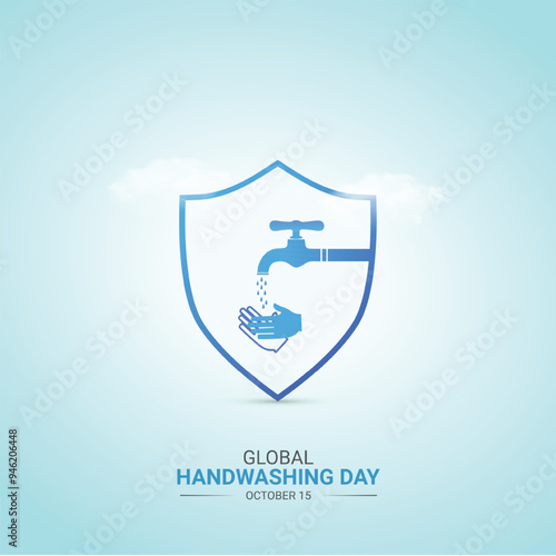 creative global handwashing day ads design. global handwashing day, Celebrated in United States in October 15, vector, 3d illustration