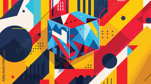 Sri Lanka Vote Election Concept Design: Modern Geometric Pattern in Blue and Orange Tones
