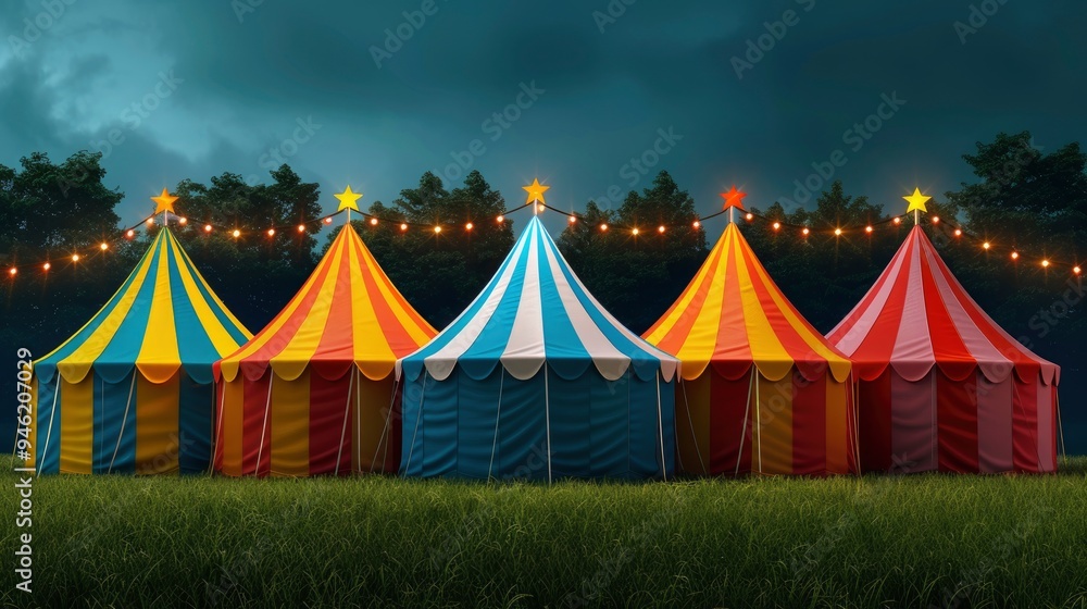 Colorful Circus Tents Under a Dramatic Sky Colorful Circus Tents Under a Dramatic Sky