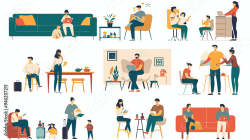 Stay at Home Concept Design featuring Different Types of People