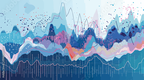 Professional Stock Market Chart on Blue Background Photography
