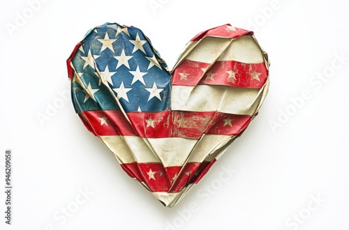 A heart made out of a United States flag.