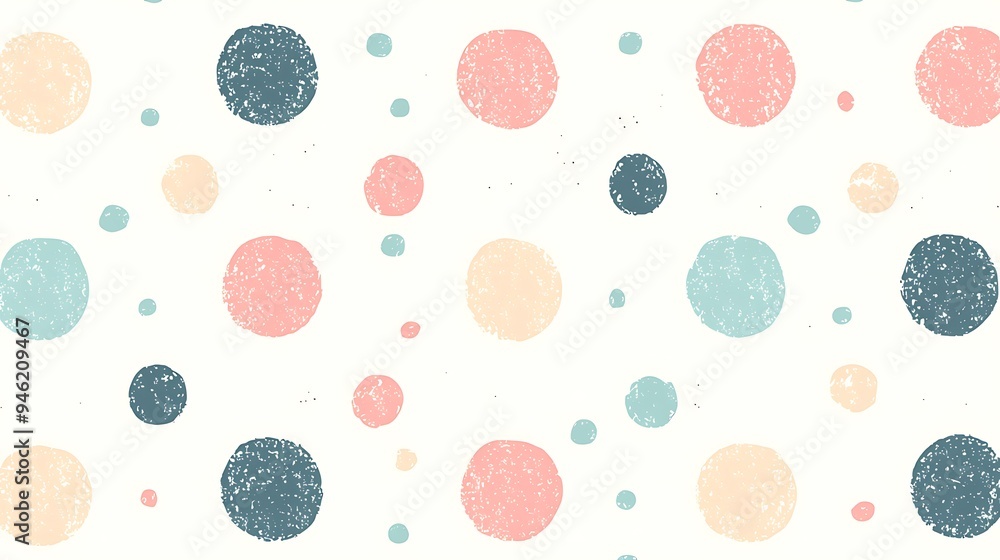 Pastel circles with a grunge texture create a soft, seamless polka dot pattern. Pastel circles with a grunge texture create a soft, seamless polka dot pattern.