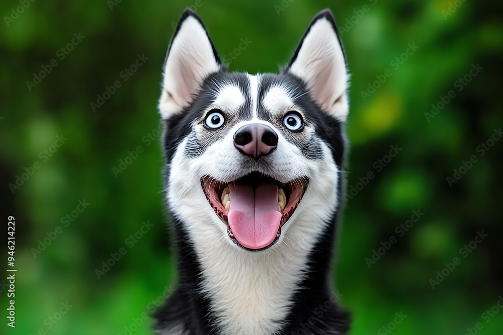 Funny Siberian Husky making a face after tasting something strange, captured in a photo that shows the dog’s tongue sticking out and a look of disbelief Funny Siberian Husky making a face after tasting something strange, captured in a photo that shows the dog’s tongue sticking out and a look of disbelief