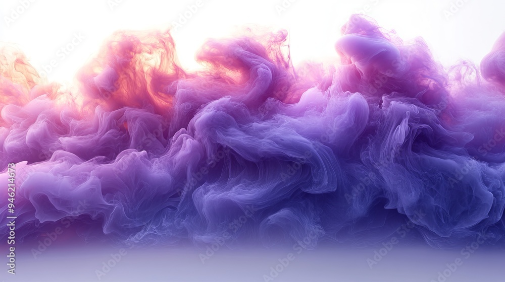 Purple and pink ink mixing in water creating abstract shapes Purple and pink ink mixing in water creating abstract shapes
