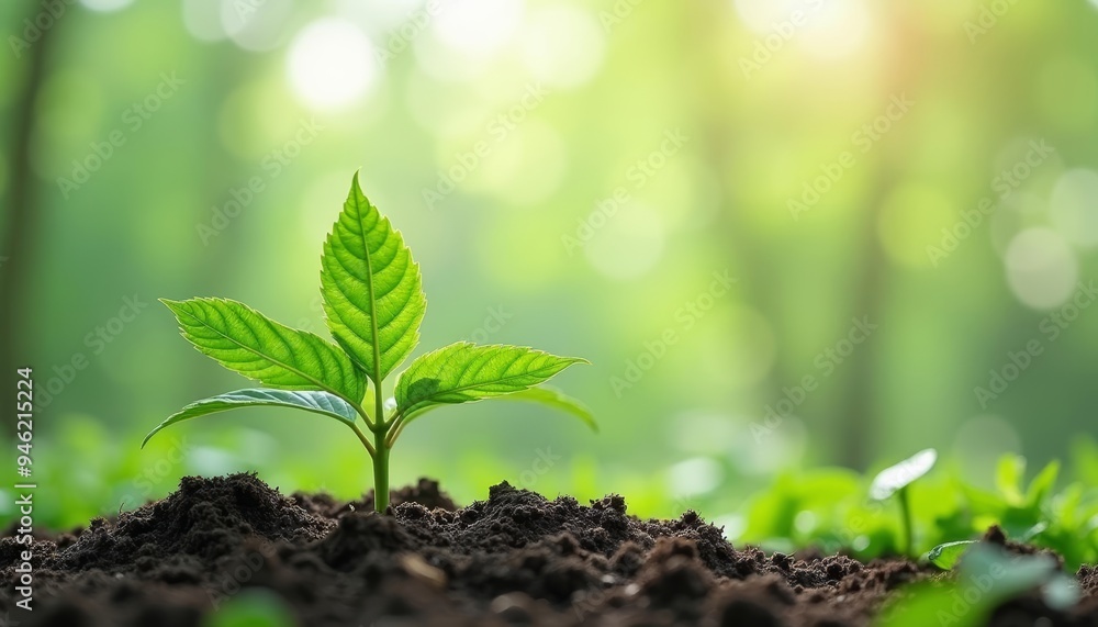 New beginnings A seedling sprouts in the soil New beginnings A seedling sprouts in the soil