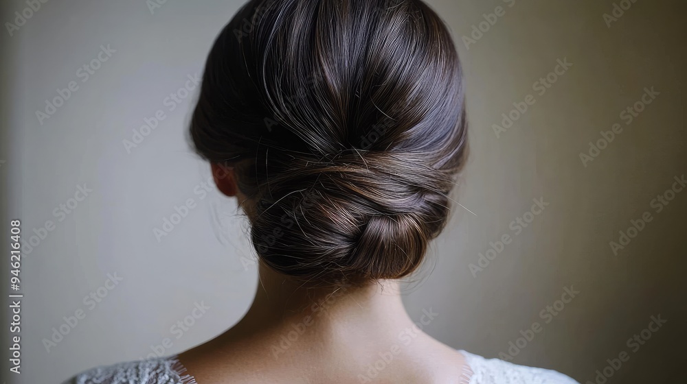 A low bun with soft, wispy strands framing the face, perfect for a romantic or bridal look - A low bun with soft, wispy strands framing the face, perfect for a romantic or bridal look -