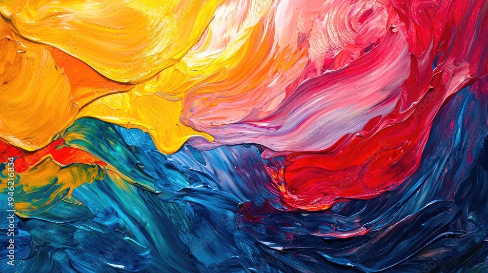 A colorful abstract painting with swirling patterns and vibrant hues. A colorful abstract painting with swirling patterns and vibrant hues.