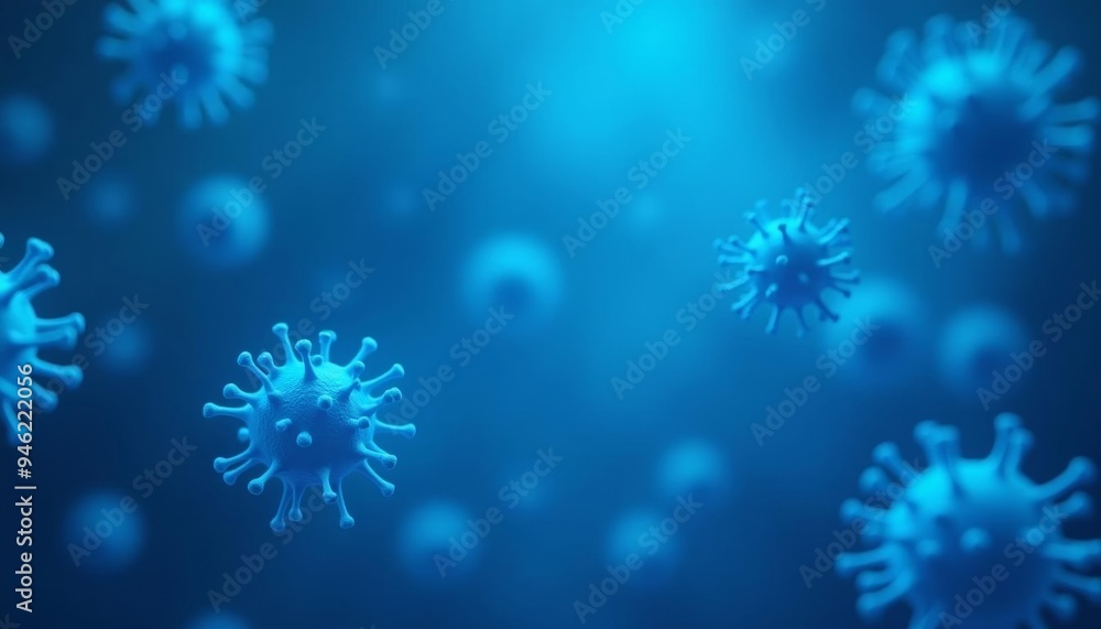 Fototapeta premium Viral particles floating in a blue mist