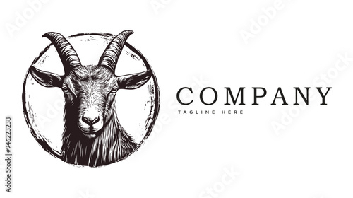 hand drawn goat logo design template for business brand company