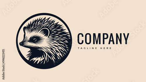 hand drawn hedgehog logo design template for business brand company