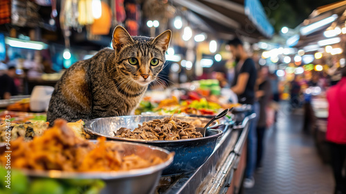 A vibrant street market in ...
