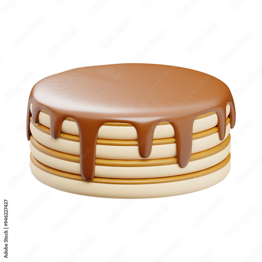 3d illustration of pancakes with chocolate glaze, breakfast pancakes abstract 3d illustration of pancakes with chocolate glaze, breakfast pancakes abstract