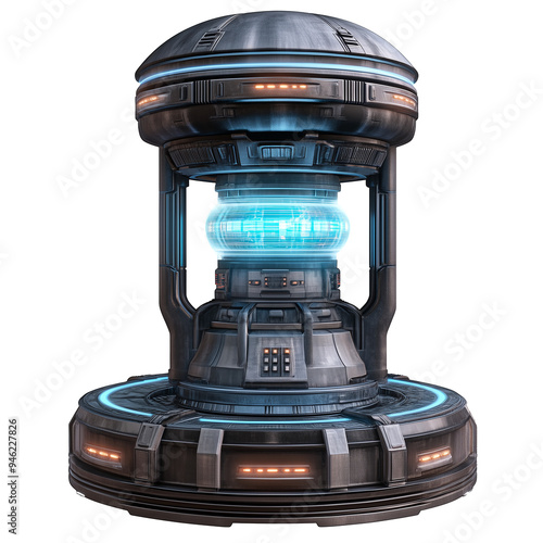 sci fi teleportation device futuristic isolated on transparent or white background photo