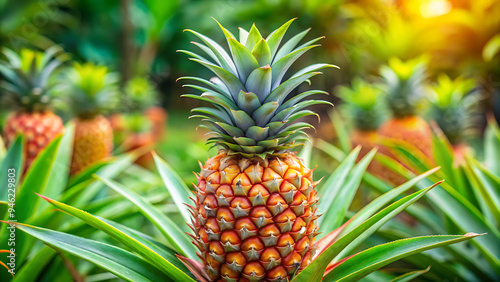 Ripe pineapple fruit. Ripe pineapple on white background