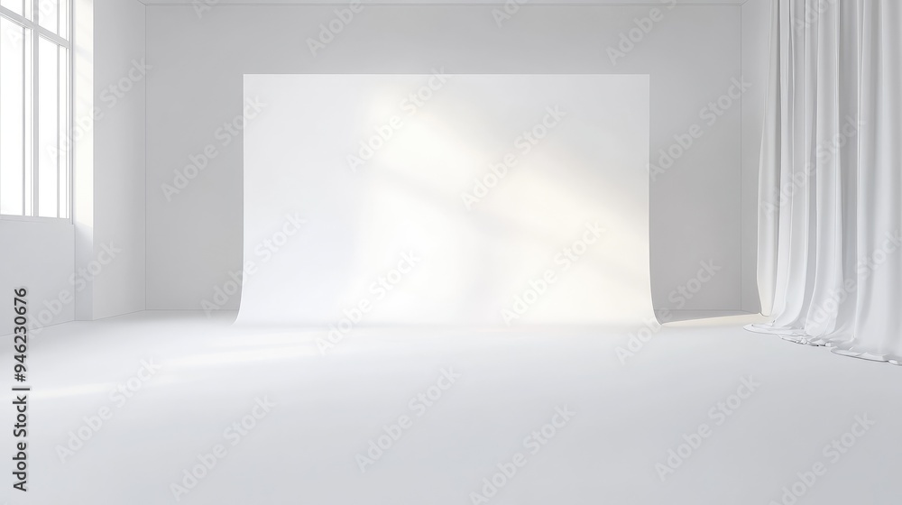 A white backdrop with a smooth, matte finish, providing a neutral setting for any subject A white backdrop with a smooth, matte finish, providing a neutral setting for any subject