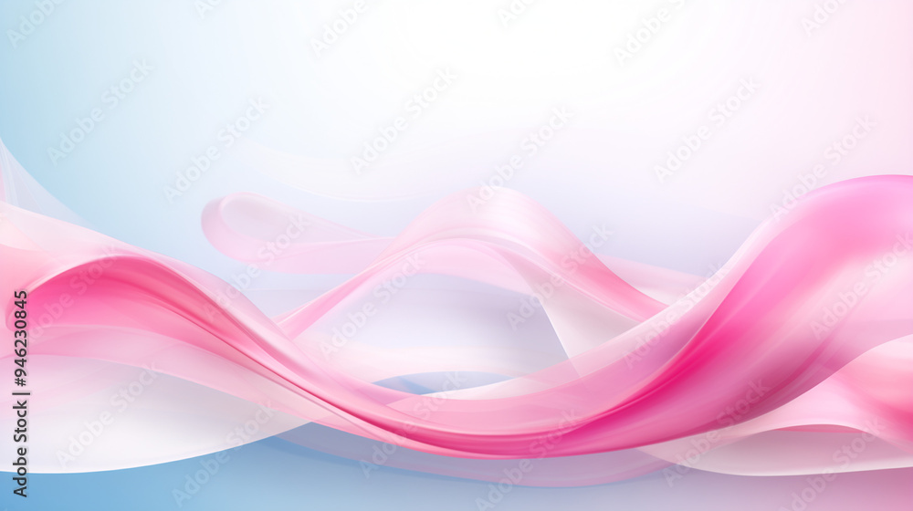 Pink and white flowing ribbons, abstract soft background with gentle waves Pink and white flowing ribbons, abstract soft background with gentle waves