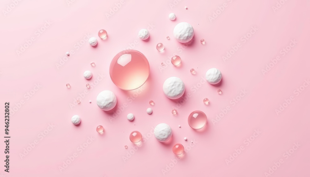 Elegance in simplicity A soft pink backdrop with delicate water droplets and bubbles Elegance in simplicity A soft pink backdrop with delicate water droplets and bubbles