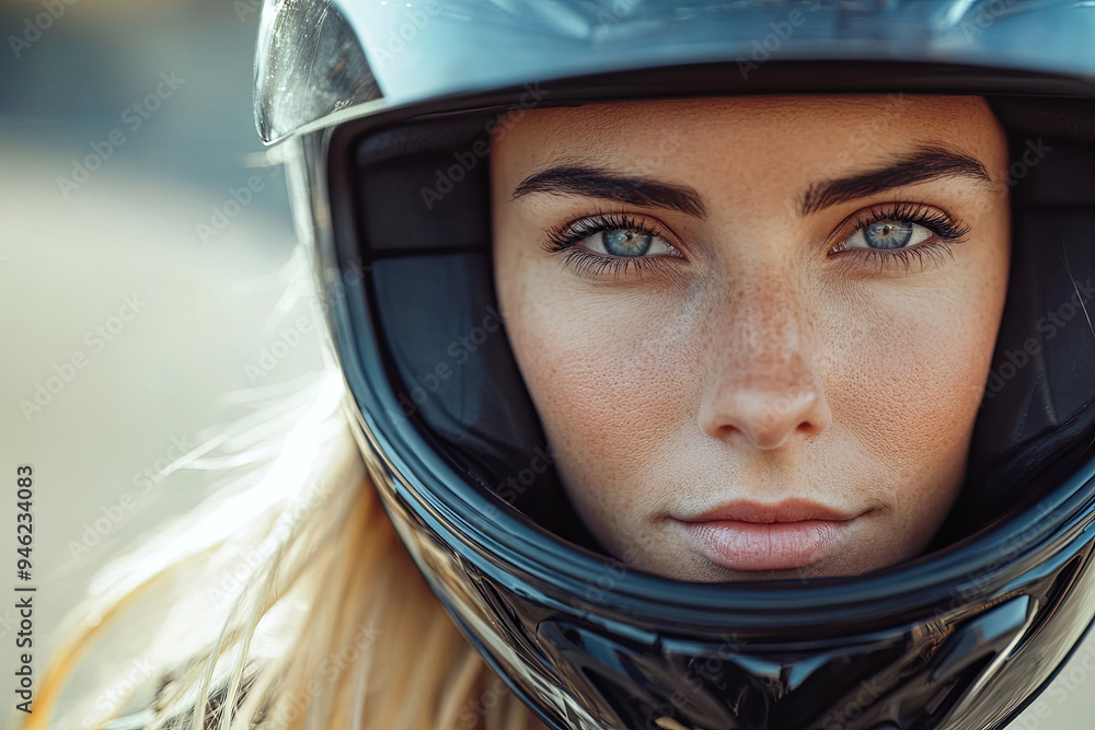 portrait of a pretty blonde woman biker looking at the camera with her safety helmet to ride a motorcycle. pretty eyes made up
portrait of a pretty blonde woman biker looking at the camera with her safety helmet to ride a motorcycle. pretty eyes made up