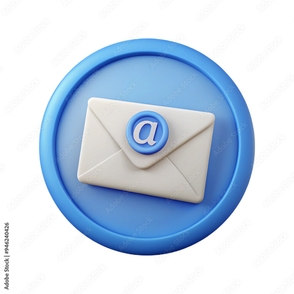 3D Email Icon in Blue Circle 3D Email Icon in Blue Circle