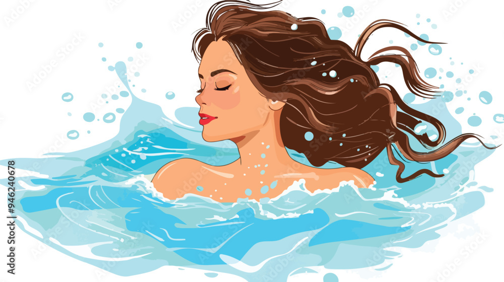 Beautiful Brunette Girl Swimming in Pool Beautiful Brunette Girl Swimming in Pool