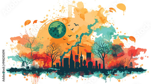 Ecological Catastrophe Threat Mixed Media Flat Design