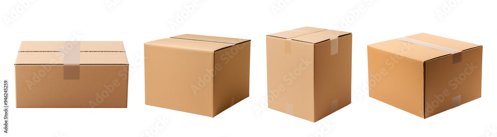 A collection of cardboard boxes arranged in various sizes,PNG A collection of cardboard boxes arranged in various sizes,PNG