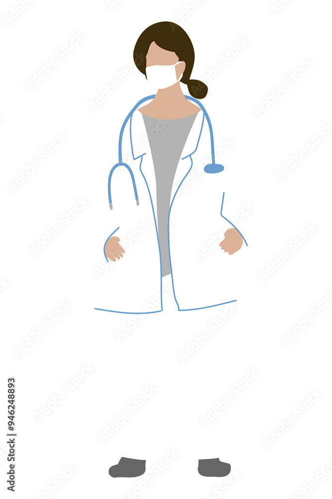Fototapeta premium Female doctor wearing a face mask to prevent coronavirus infection character element transparent png