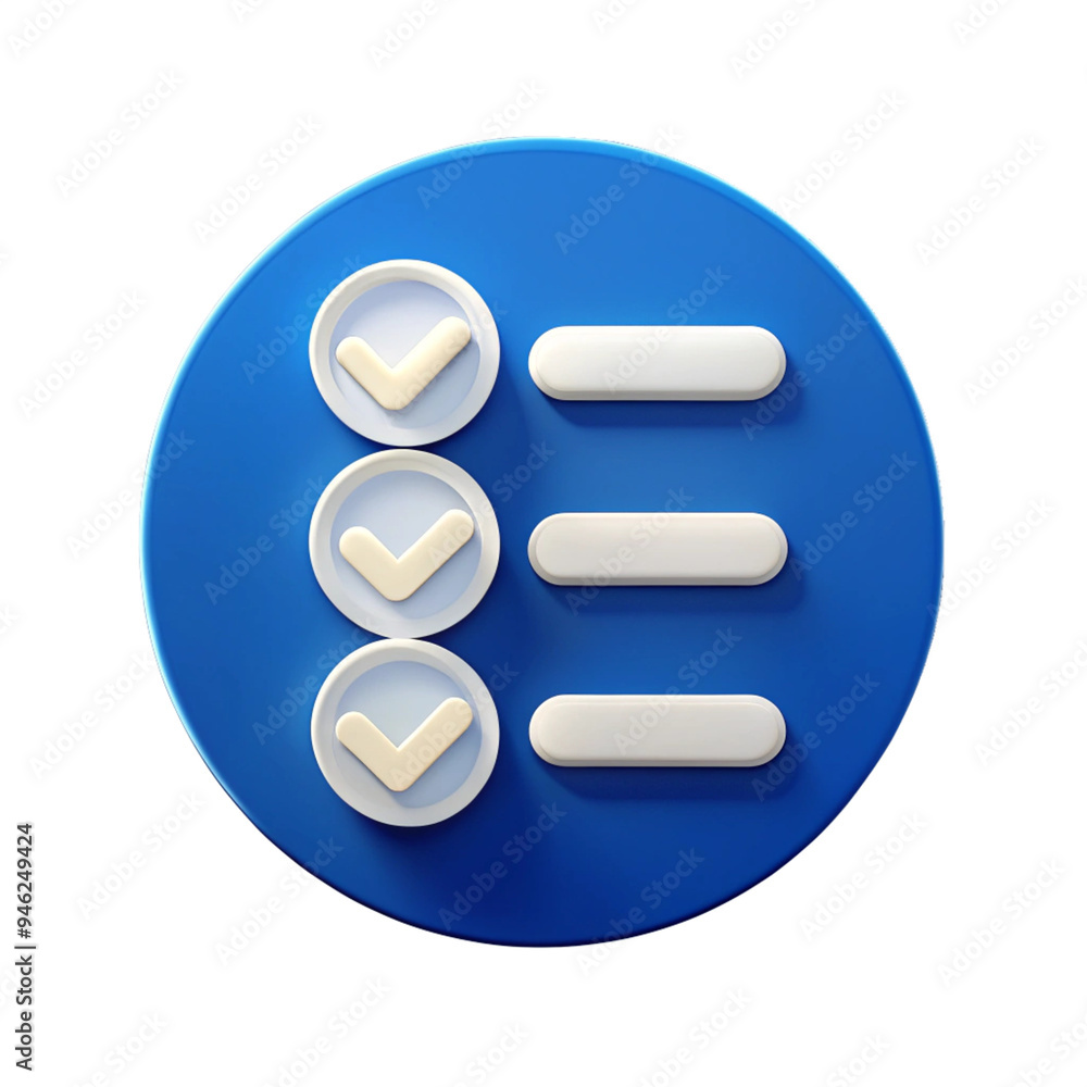 3D Checklist Icon with Checkmarks 3D Checklist Icon with Checkmarks