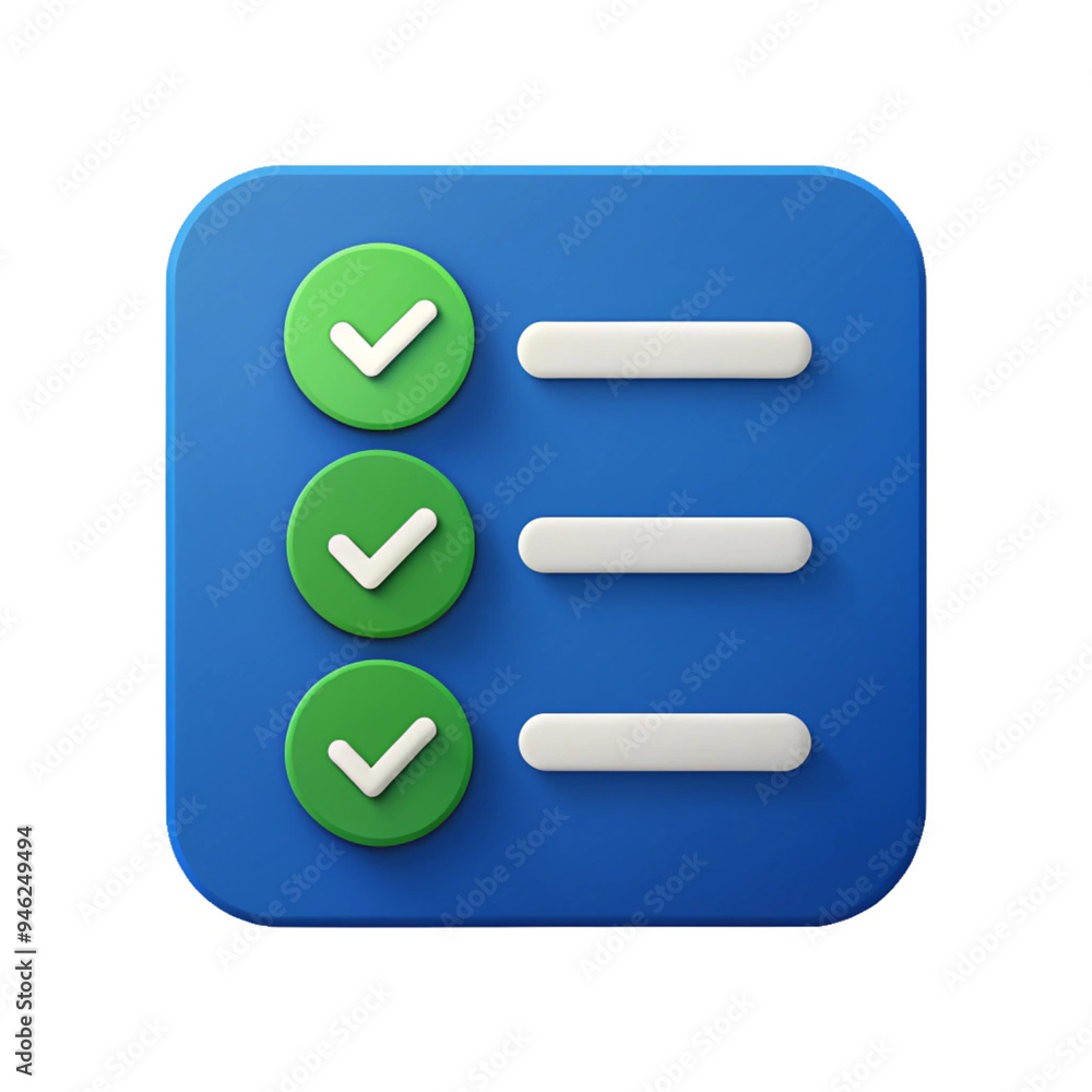 3D Check List Icon with Green Checkmarks 3D Check List Icon with Green Checkmarks