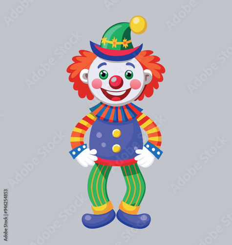 Happy cartoon clown smiling and posing