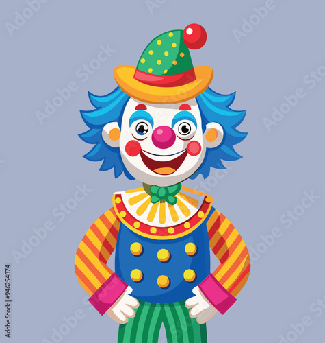 Happy cartoon clown smiling and posing
