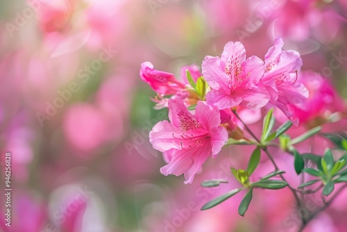 Pink azaleas blooming in a park