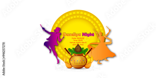 Abstract Dandiya night celebration on navratri.vector illustration	 photo