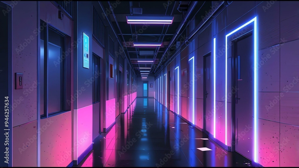 anime hallwaycorridor anime background retro neon theme anime hallwaycorridor anime background retro neon theme
