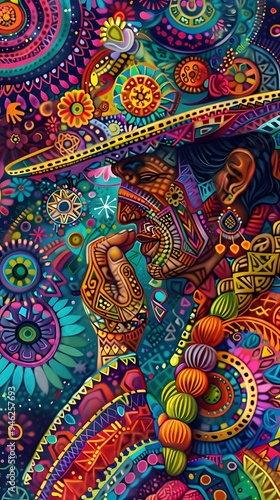 Wallpaper Mural Colorful Abstract Portrait with Geometric Patterns. Torontodigital.ca