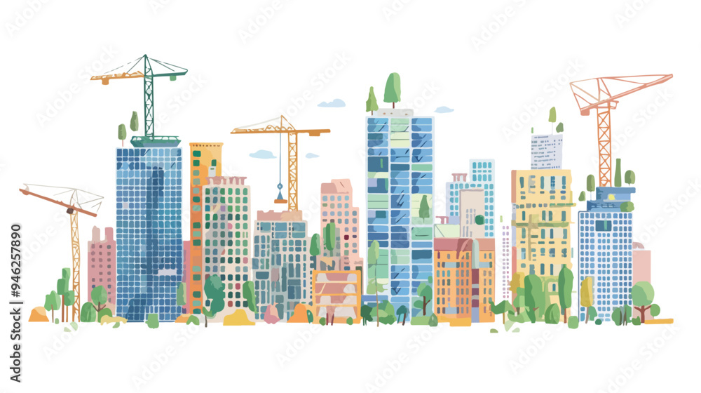 Obraz premium Urban Development Project Planning with Mixed Media in Artistic Style