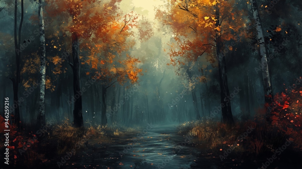 Exploring the Beauty of a Misty Autumn Forest Landscape Exploring the Beauty of a Misty Autumn Forest Landscape