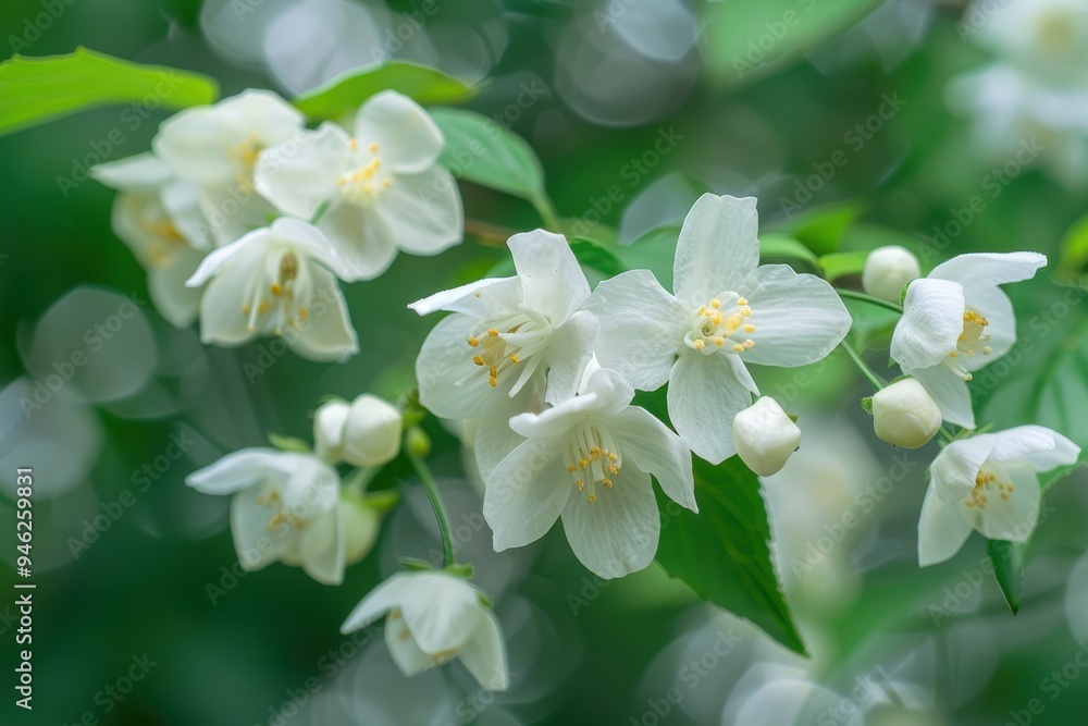 Satsuma mock orange a deciduous shrub in the Hydrangeaceae family produces white four petaled flowers from May to June Satsuma mock orange a deciduous shrub in the Hydrangeaceae family produces white four petaled flowers from May to June