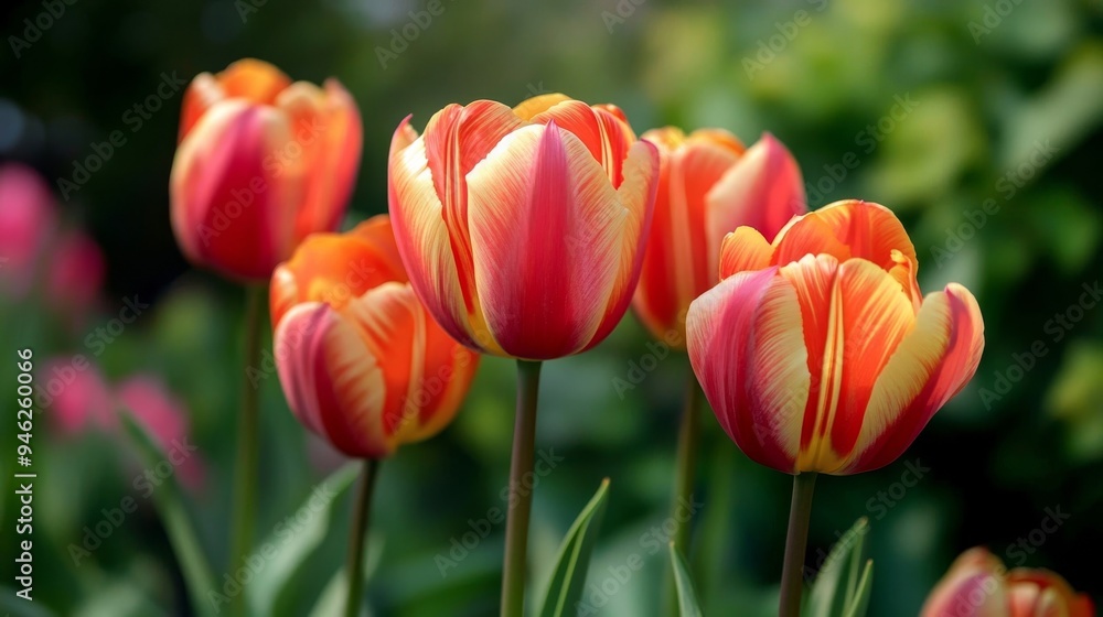 Tulips in vibrant hues. Tulips in vibrant hues.
