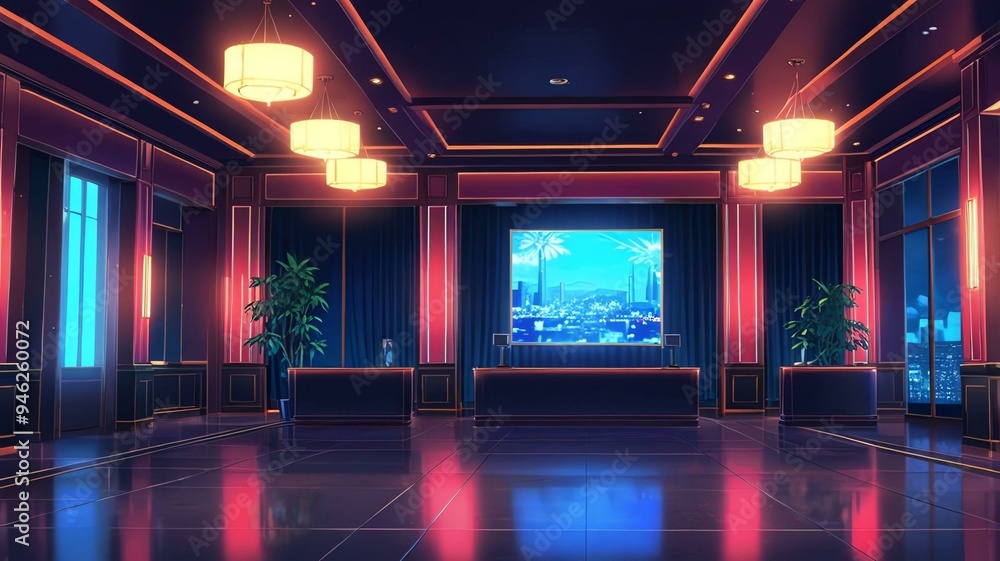 anime reception room anime background retro neon theme anime reception room anime background retro neon theme