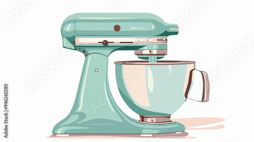 Vintage Kitchen Stand Mixer Flat Illustration