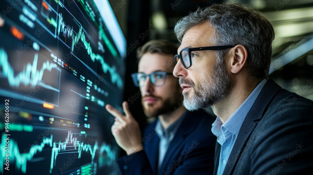 Financial Team Engaged in Live Market Analysis, Debating Stock Fluctuations' Impact on Investments, Focused Strategy Session Financial Team Engaged in Live Market Analysis, Debating Stock Fluctuations' Impact on Investments, Focused Strategy Session
