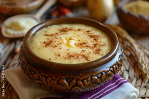 Traditional Panamanian recipe pesada de nance made with cream photo