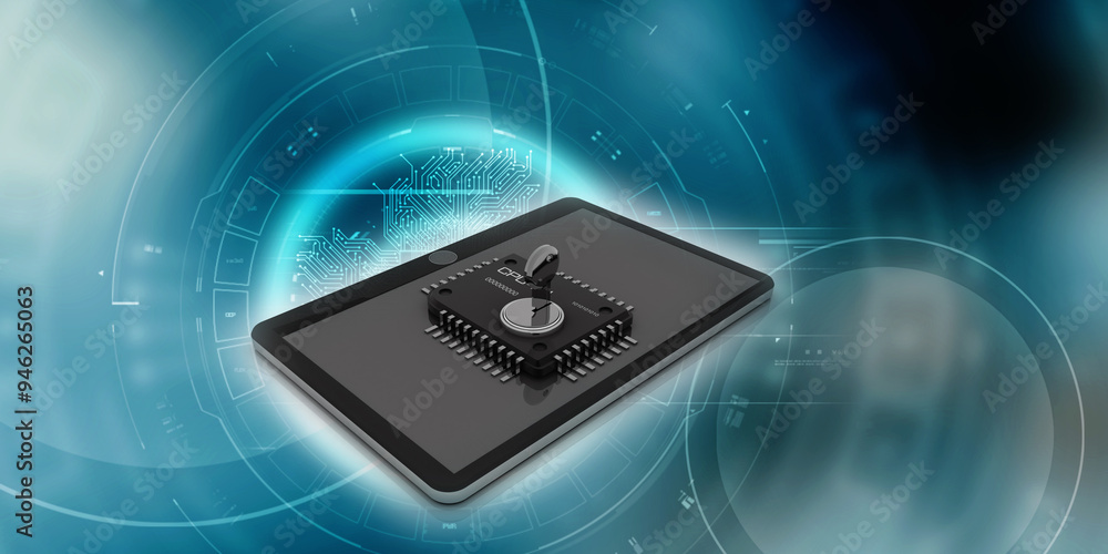 3d rendering microchips on mobile phone protection key 3d rendering microchips on mobile phone protection key