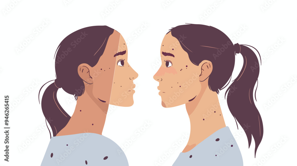 Reflective Woman with Troubled Expression Looking at Mirror Reflective Woman with Troubled Expression Looking at Mirror