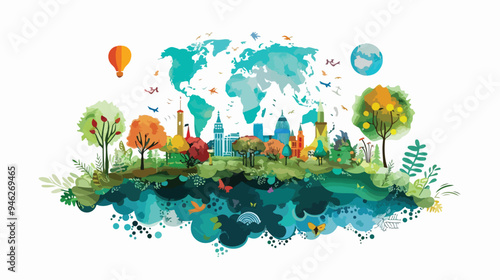 World of Imagination Mixed Media Vector Isolate