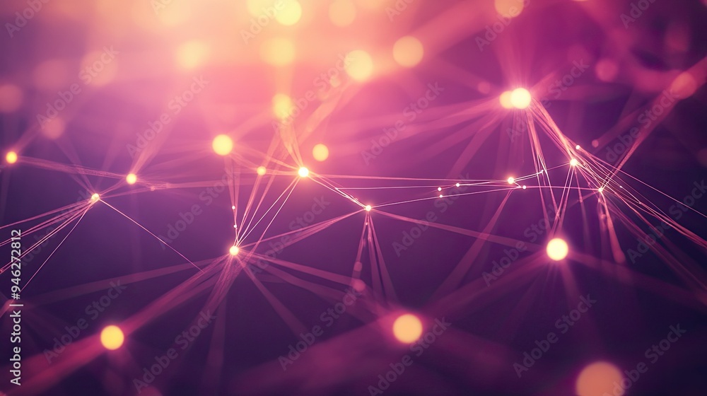 Glowing nodes and lines forming a network, abstract communication concept, space for text Glowing nodes and lines forming a network, abstract communication concept, space for text