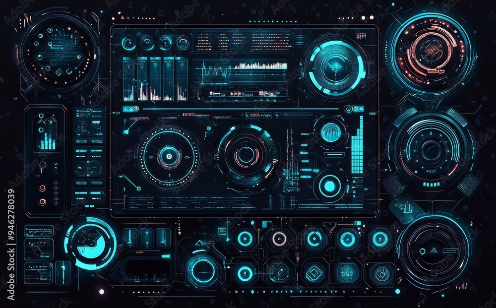 Circle futuristic UI concept background with virtual circle technology Circle futuristic UI concept background with virtual circle technology